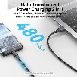 Кабель USB 2.0 AM-micro BM 1.0м Чорний Vention - мініатюра 4