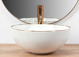 Умивальник Rea Stella накладний rose gold edge білий REA-U7444, Білий - мініатюра 5
