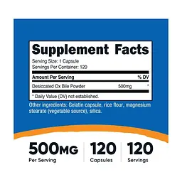 Вітамінно-мінеральний комплекс Nutricost Бичача жовч, 500 мг, Ox Bile, 120 капсул (NCS67083) - мініатюра 5
