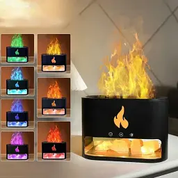 Зволожувач повітря OPT-TOP RGB лампа з соляним камінням з ефектом полум'я чорний (2086341805) - мініатюра 2