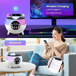 Портативна Bluetooth колонка з RGB-підсвічуванням, бездротова колонка з диско-кулею на ніжках BLTH-0322 - мініатюра 3