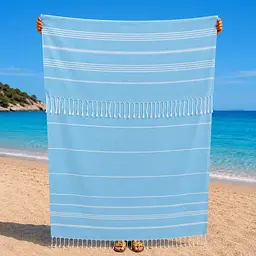 Рушник пештемаль Turkey Towel 100х180 см легкий великий для пляжу басейну бані сауни підстилка на дачу пікнік природу відпустку море полоса блакитний