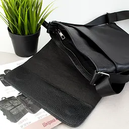 Сумка чоловіча шкіряна Handycover S248 чорна з клапаном - мініатюра 3