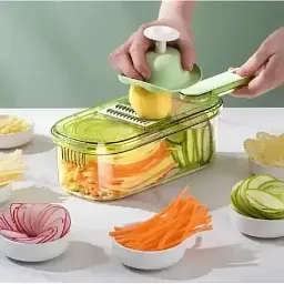 Терка-овочерізка Nicer Slicer 223-2 ручна 4в1 слайсер для нарізки овочів і фруктів з контейнером Green (16518) - мініатюра 2