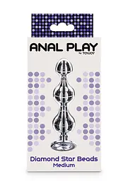 Анальний стимулятор Anal Play Diamond Star Beads M 11.7 см (сріблястий) - мініатюра 4