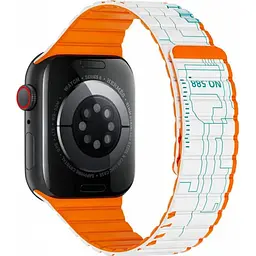 Ремінець WiWU Wi-WB010 Smart Magnetic Silicone для Apple Watch 42/44/45/49mm White/Orange [106831] - мініатюра 2