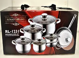 Набір каструль з кришками та сковородою Royalty Line RL-1231, 12 предметів - мініатюра 6