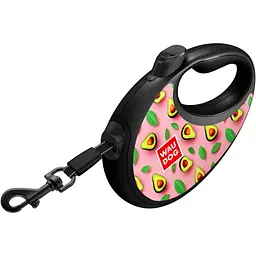 Повідець-рулетка для собак з контейнером Waudog R-leash Авокадо на рожевому зі світловідбивною стрічкою L 40 кг 5 м - мініатюра 2