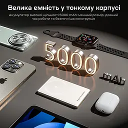 Повербанк 5000mAh Choetech B738 White QC3.0 PD3.0 бездротова магнітна зарядка (43-00160) - мініатюра 6