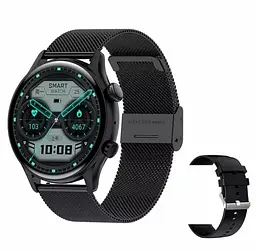 Смарт-годинник Uwatch HK8 Pro Black AMOLED, 2 ремінці, силіконовий та металевий