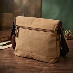 Містка текстильна сумка для ноутбука 13" через плече Vintage 22201коричнева - мініатюра 4