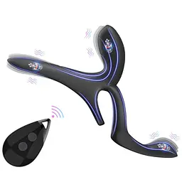 Вібраційне кільце - Erospace Men’s Play Vibrating Cock Ring With Clitoral & Taint Stimulation B11 - мініатюра 6