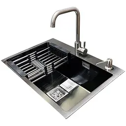 Комплект мийка + змішувач Romzha Arta Nova U-600 BL (B)