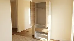 Шафа з дверцятами, висувною шухлядою та відкритими полицями (з висувним вішаком всередині) - мініатюра 7