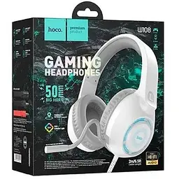 Навушники Hoco Sue headphones gaming W108 RGB підсвічування білі 6931474799425 - мініатюра 5