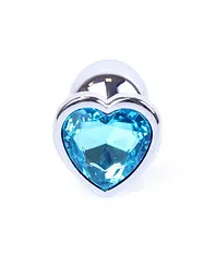 Анальна пробка із кристалом B-Series Jewellery Silver Heart PLUG Light Blue, 7х2.7 см, блакитний - мініатюра 2