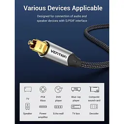 Кабель мультимедійний Optical Toslink 1.0m gray Vention (BAVHF) - мініатюра 8