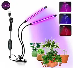 Фітолампа для рослин Double Grow Light, подвійна, гнучка, з USB живленням і таймером, 40 LED - мініатюра 3