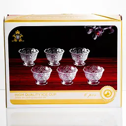 Набір креманок Crystal Daisy 6 штук по 200 мл Yiwu HP-34-74 - мініатюра 5
