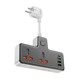 Мережевий фільтр живлення HOCO AC12A, 2 роз, 3 USB. USB-C, 30W, 1м, Black (AC12AB)
