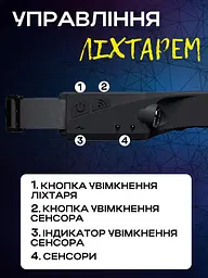 Вологостійкий сенсорний налобний LED ліхтарик на 5 режимів роботи на акумуляторі для дому, автомобіля та кемпінгу Headlamp 2 + - мініатюра 5