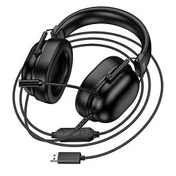 Навушники накладні Hoco W113 ігрові USB чорний - мініатюра 5