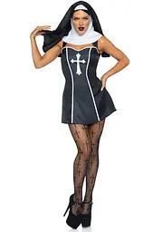 Костюм черниці Leg Avenue Naughty Nun XS, сукня, головний убір - мініатюра 4