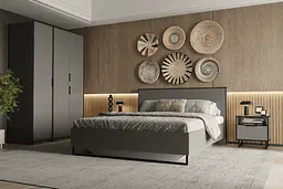 Ліжко двоспальне Moreli Forte F-0010 у стилі Loft на металевих ніжках 1680х980х2126 мм Антрацит