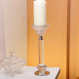 Підсвічник скляний Crystal lotus декоративний 19.5 см Yiwu HP-4-11M - мініатюра 2