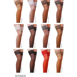 Панчохи ST003 1/2 beige - Passion: класичні, на ажурній силіконовій резинці - мініатюра 6