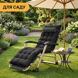 Розкладне крісло ліжко з подушкою LEOBRO Темна смужка Black (LB-1139) - мініатюра 3