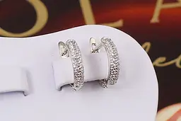 Сережки Xuping Jewelry дві доріжки з фіанітів 1.4 см сріблясті
