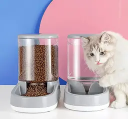 Годівниця для котів та поїлка Hoopet 2 x 3,5 л, комплект Сірий - мініатюра 2