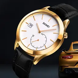 Чоловічий кварцовий годинник Skmei 1581 Prestige чорні з золотим - мініатюра 4
