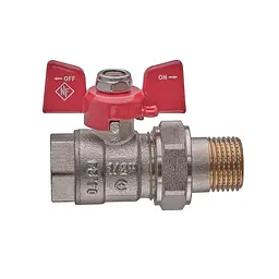 Кран з американкою Nolf Classic NFC.921-06-1/2" FM ГШМ, ручка "метелик" червона NF3150 - мініатюра 3