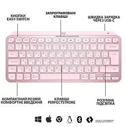 Клавіатура Logitech MX Keys Mini Rose (920-010500) [78339] - мініатюра 8