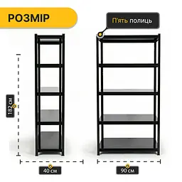 Стелаж з металевими полицями LEOBRO 182 х 90 х 40 см, 175кг/полиця, 5 полиць (LB-R127) - мініатюра 4