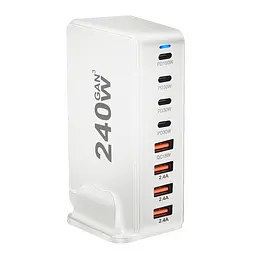 Зарядний пристрій YMS-858 240W для GAN3 (1Type-C100W+3Type-C30W/4USBQC3.018W) Білий