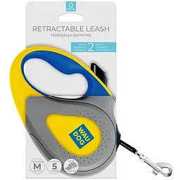 Повідець-рулетка для собак Waudog R-leash, малюнок "Colors of freedom", M, до 25 кг, 5 м, світловідбивна стрічка - мініатюра 5