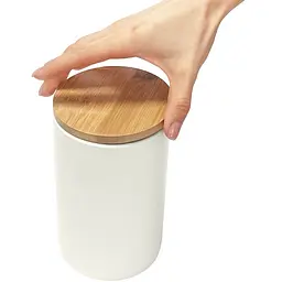 Ємність для зберігання МВМ My Home 1000 мл біла (KP-13 L WHITE/WOOD) - мініатюра 3