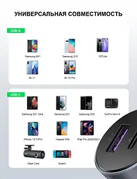 Автозарядний пристрій адаптер швидкий 52.5 вт Ugreen CD213 (60980) 2 порти USB-A + USB-C - мініатюра 8