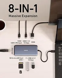 USB-хаб Anker USB-C 8-в-1 Black (A83830A2) - мініатюра 5