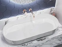 Умивальник Miraggio MARTA 900 (0000692) Miramarble, Глянцевий, Накладний, Білий - мініатюра 7