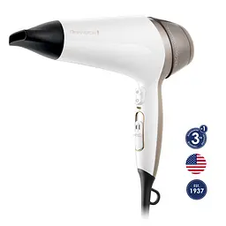 Фен Remington Thermacare Pro, 2200Вт, 3 режими, дифузор, іоніз-я, хол. обдув, турбо режим, біло-коричневий - мініатюра 2