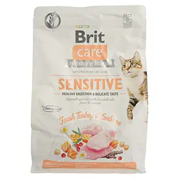 Сухий корм для кішок з чутливим травленням Brit Care Cat GF Sensitive Digestion&Delicate Taste зі свіжою індичкою і лососем 2 кг - мініатюра 2