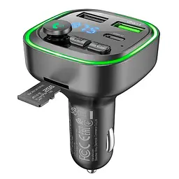 Адаптер автомобильный Borofone Broad QC3. 0 автомобиль BT FM transmitter BC48 2USB/Type-C, 18W/3A