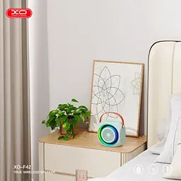 Портативна акустика XO F42 Dazzling RGB з караоке та бездротовим мікрофоном блакитна - мініатюра 5