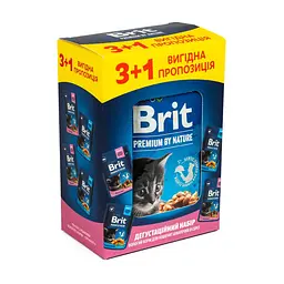 Набір Корм ​​вологий Brit Premium для кошенят курка+риба 3+1