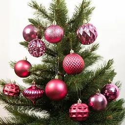 Ялинкові кулі та прикраси House of Seasons пластикові 6/7 см 60 шт. фуксія (8720967923786) - мініатюра 2