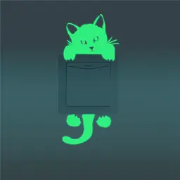 Фосфорная наклейка Кот 8 на 8 см салатовый